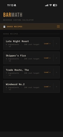 BarMath: Beverage Costing screenshot