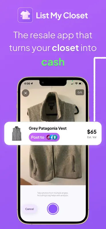 Closet Resale App: AI Listings screenshot 1 of 7