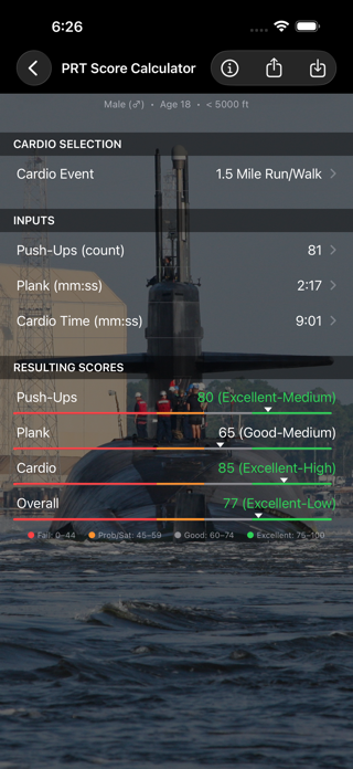 Navy PFA Calc Screenshot 4 of 10