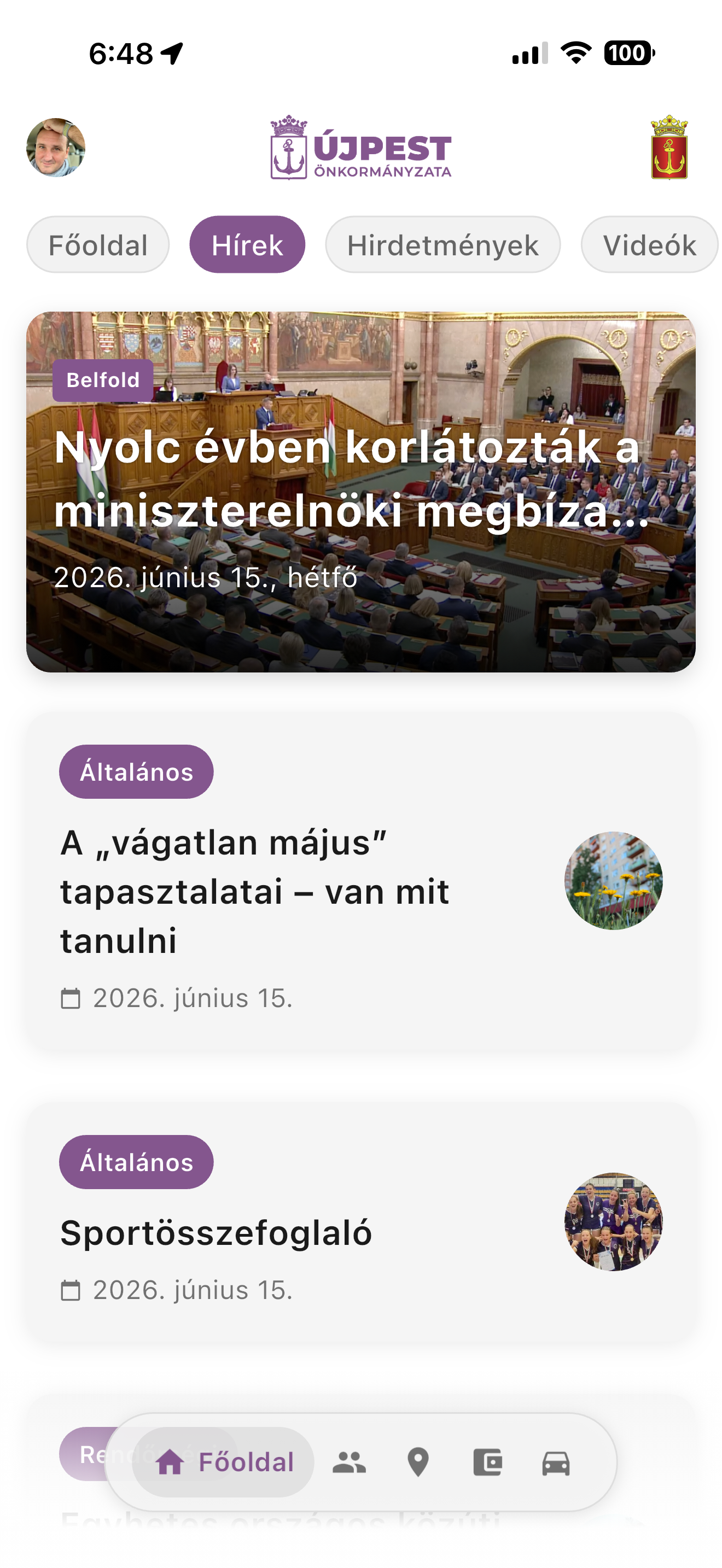 Újpest alkalmazás