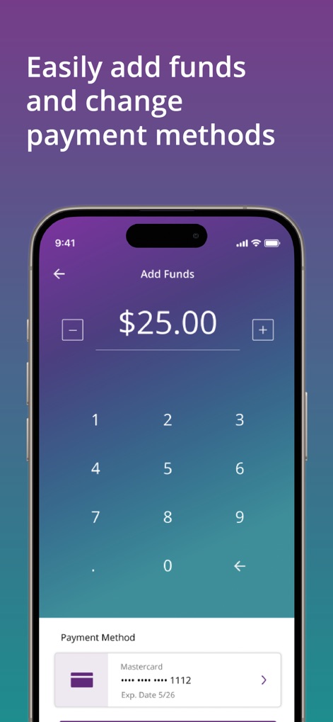 Tolls NY - Users can easily adjust 'Add Funds' amounts with a numerical keypad and select their preferred 'Payment Method' for quick and secure account top-ups.