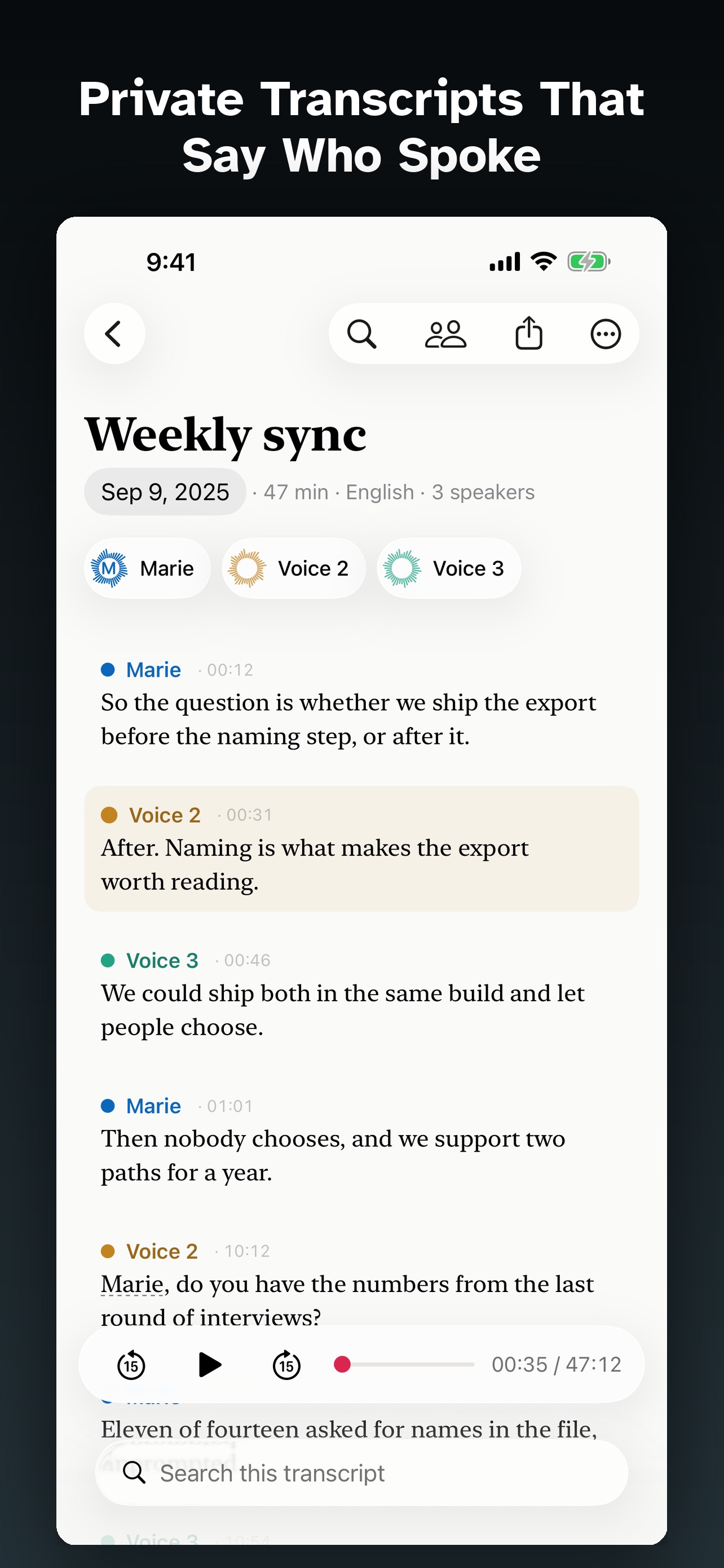 Screenshot 1 of Meeting Transcriber: Saidby