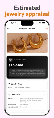 Jewelry identifier: Value est. iPhone screenshot