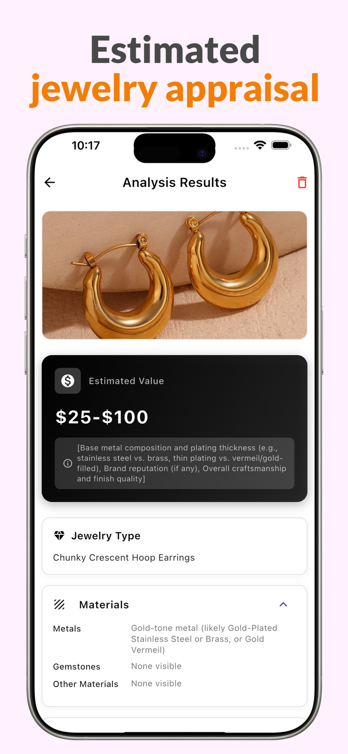 Jewelry identifier: Value est. - Jewelry Identifier 是一款先进的珠宝鉴定应