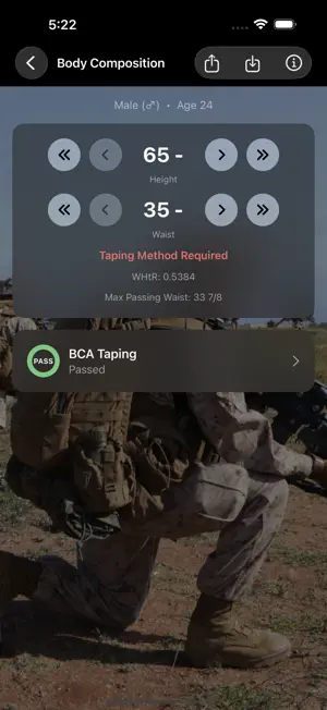 Fitness Calc for Marines screenshot 3