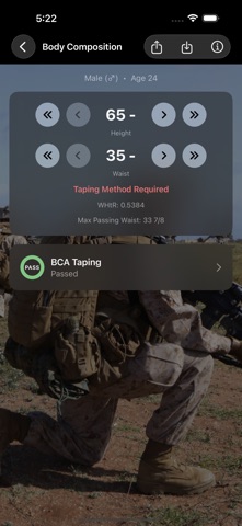 Fitness Calc for Marines screenshot