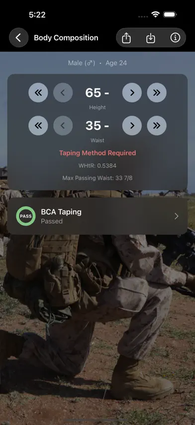 Fitness Calc for Marines screenshot 3