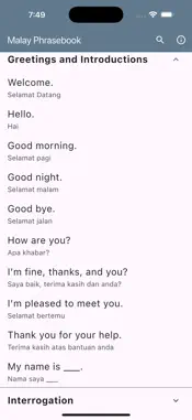 Malay Basic Phrases screenshot 2