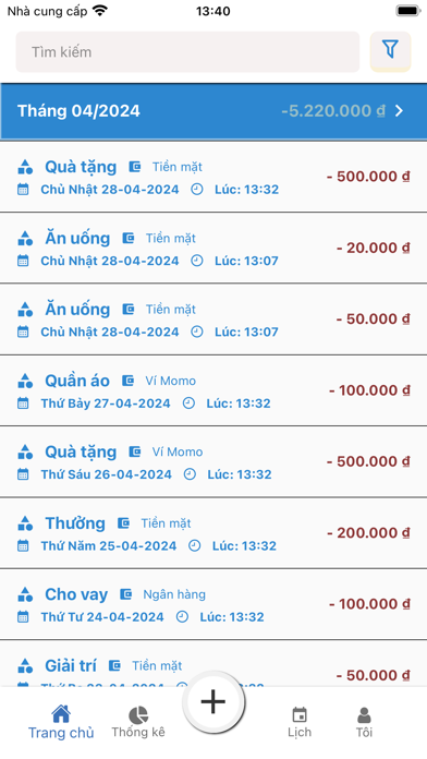 Quản lý thu chi: Sổ thu chi Screenshot