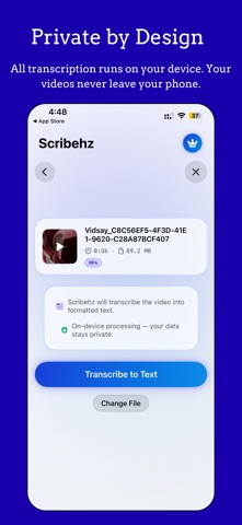 Video Transcriber: Scribehz iPhone screenshot
