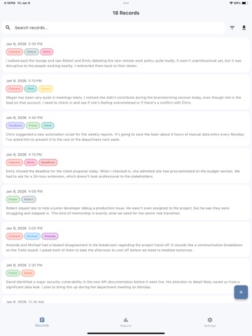 Quicknotes Supervisors iPad screenshot