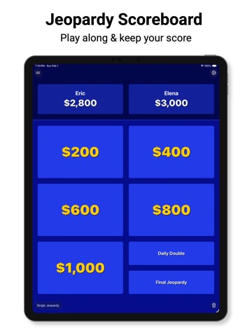 Score Tracker for Jeopardy! iPad screenshot