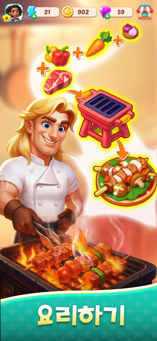 Foodstars: Merge & Cook iOS Mod IPA screenshot 3 - iOS game interface