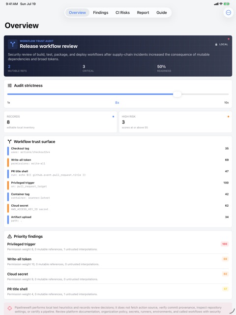 Pipelineweft: CI Audit screenshot 2