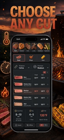 Grill Timer: BBQ Meat Temp iPhone screenshot