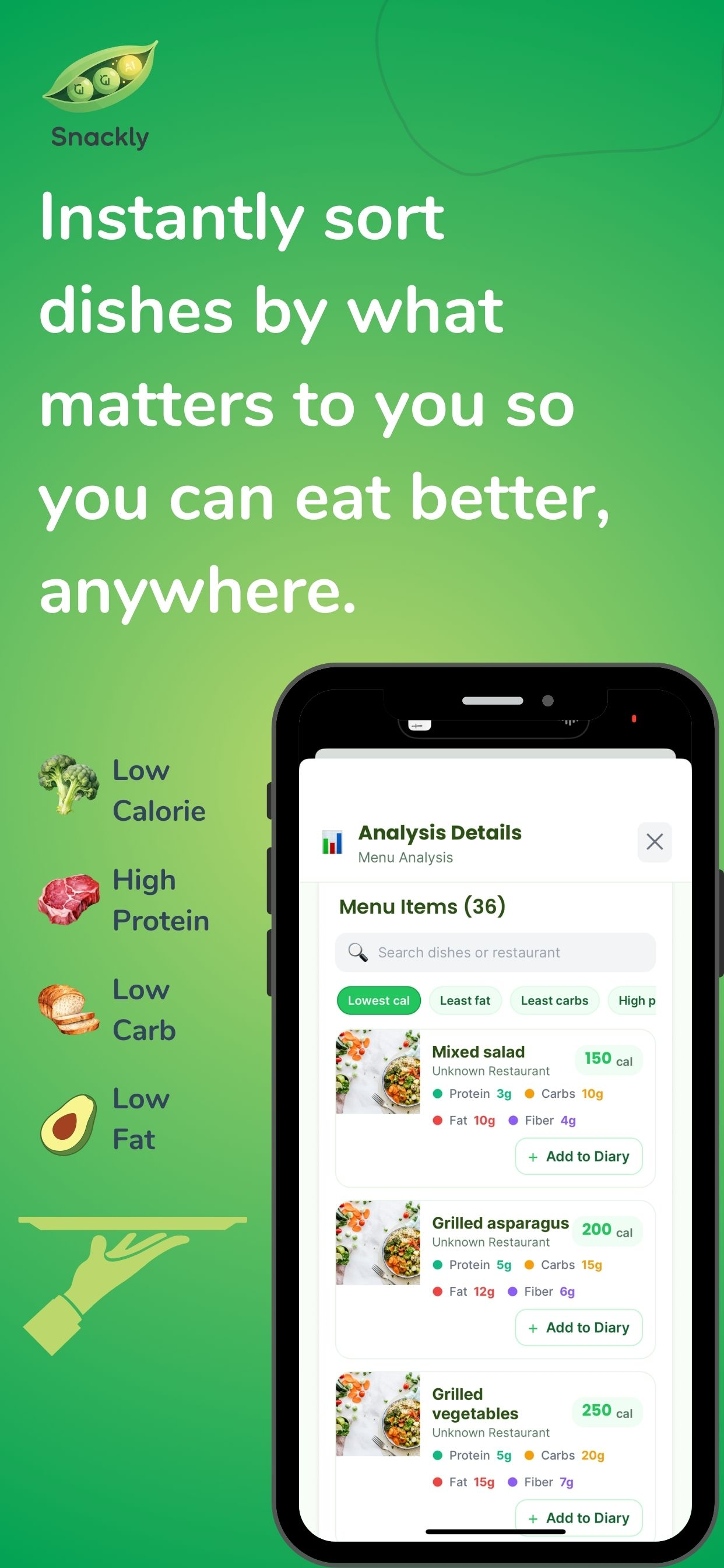 Snackly: Menu Calorie Scanner screenshot 2