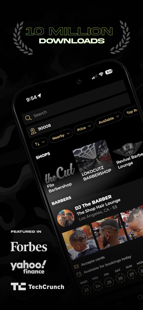 theCut: Barbershop Booking - This tool empowers users to efficiently locate barbers using the intuitive search bar and filters, and explore detailed barber profiles complete with diverse hairstyle photos.