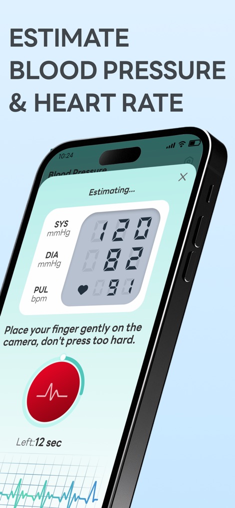 Finger Blood Pressure: BP Mate - See how this tool provides instant blood pressure and heart rate estimations, guiding users with clear on-screen instructions and a dynamic waveform display.