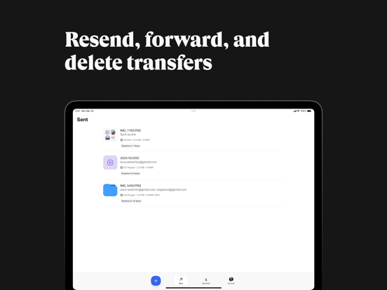WeTransfer: Bestanden delen iPad app afbeelding 5