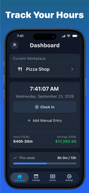 Work Hours Tracker: Time Clock screenshot 1