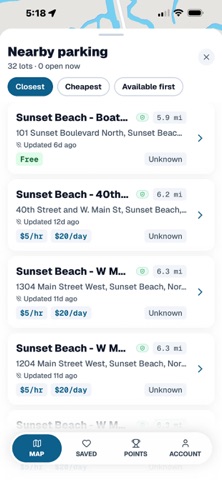 Beach Spot Parking iPhone screenshot