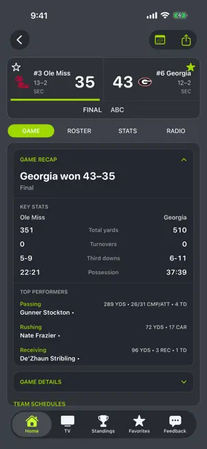 Georgia Football Schedules screenshot 3
