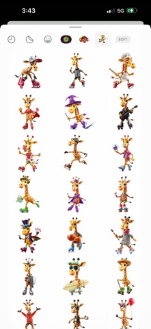 Roller Giraffe Stickers iPhone screenshot