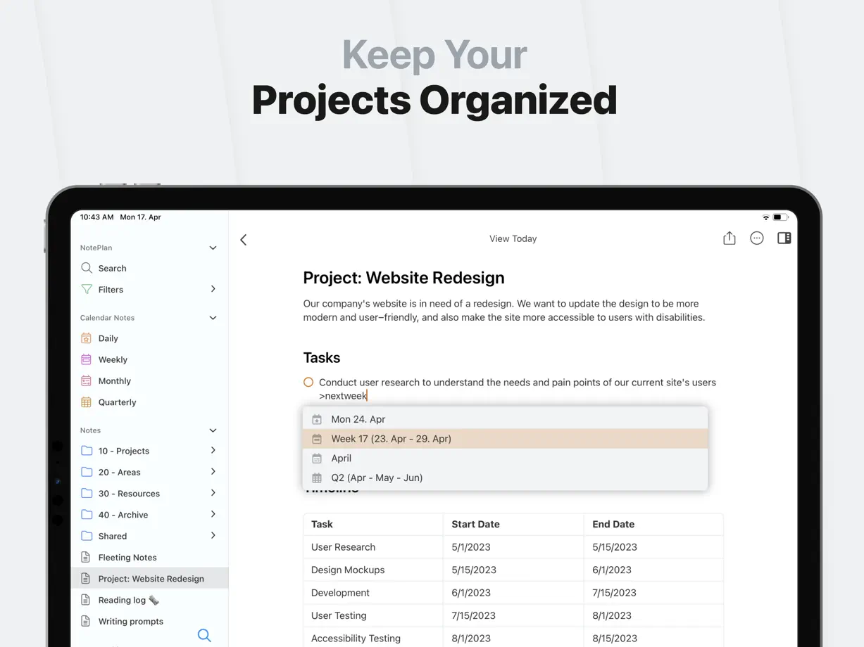 NotePlan iPad screenshot 6