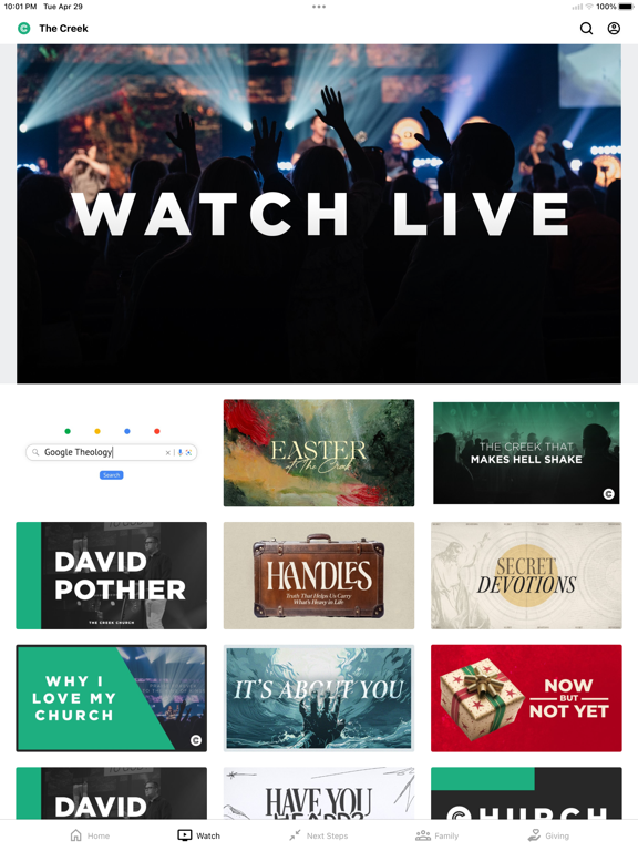 The Creek Church iPad screenshot 2 - Education app
