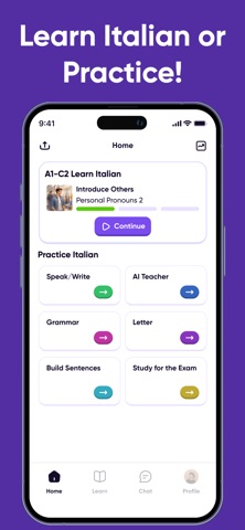 Lingzy: Learn Italian AI A1-C2 iPhone screenshot
