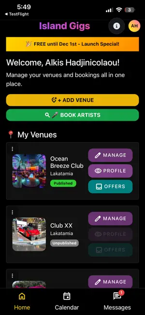 Island Gigs Live screenshot 1