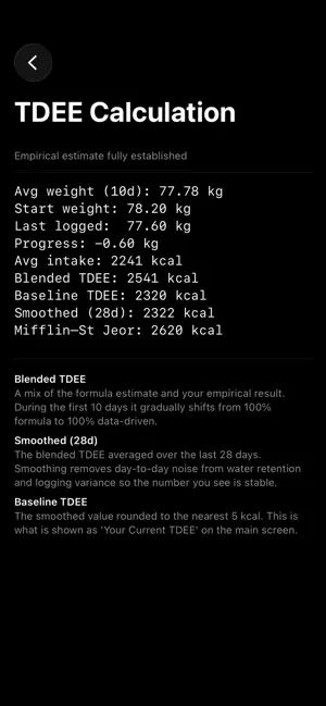 Delta: TDEE Tracker screenshot 2