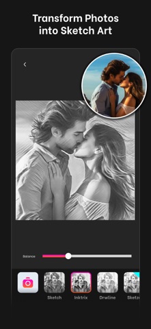 Sketch effect black and white app screenshot 2