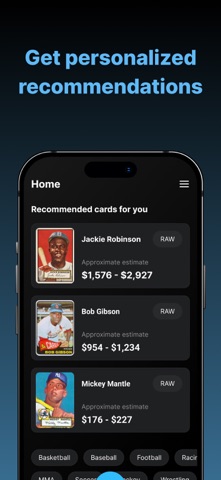 sports card scanner & value iPhone screenshot