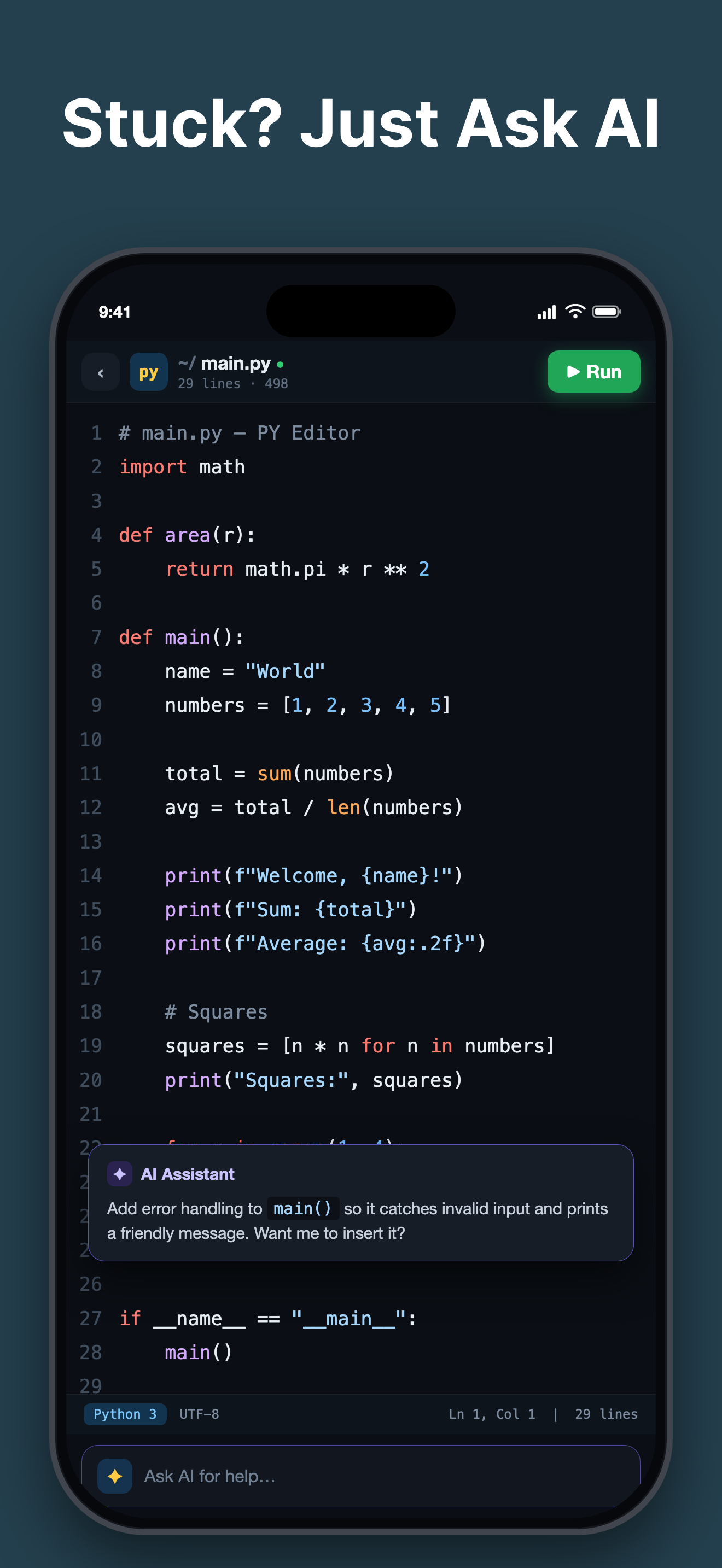Python ⁺ Code Compiler IDE App