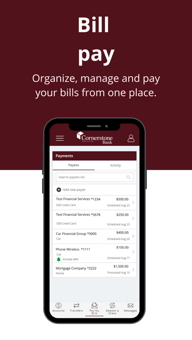 Cornerstone Bank iMobile Screenshot