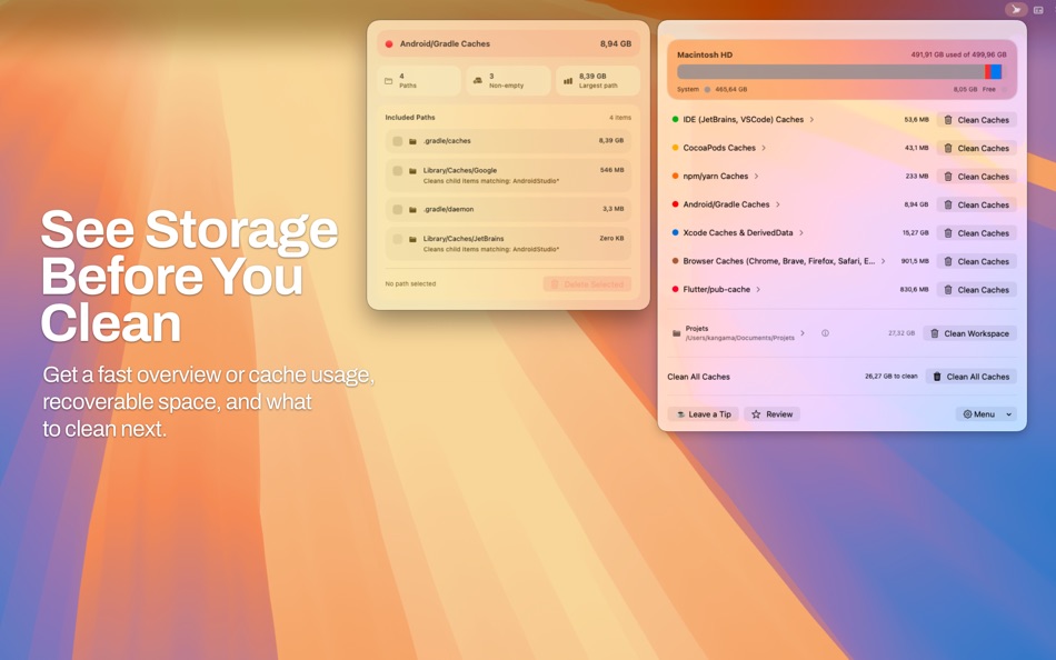 #2. Clean Caches - DevCacheCleaner (macOS) By: Karim Angama