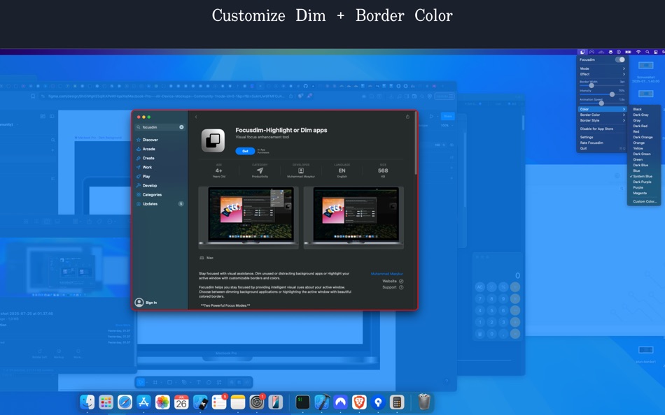 #3. Focusdim-Highlight or Dim apps (macOS) 由: Muhammad Masykur