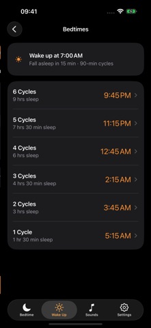 Sleep Cycle Calculator: Sounds iPhone screenshot