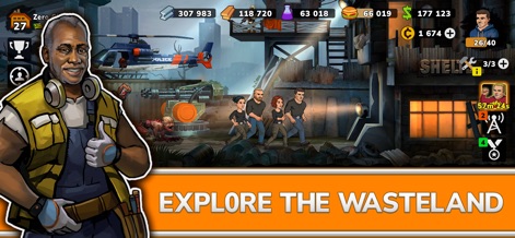 Zero City: Zombie Shelter Game - Users can witness the survivor squad expeditions into the ruined outdoor exploration scenes, emphasizing the game's venture into dangerous external environments.