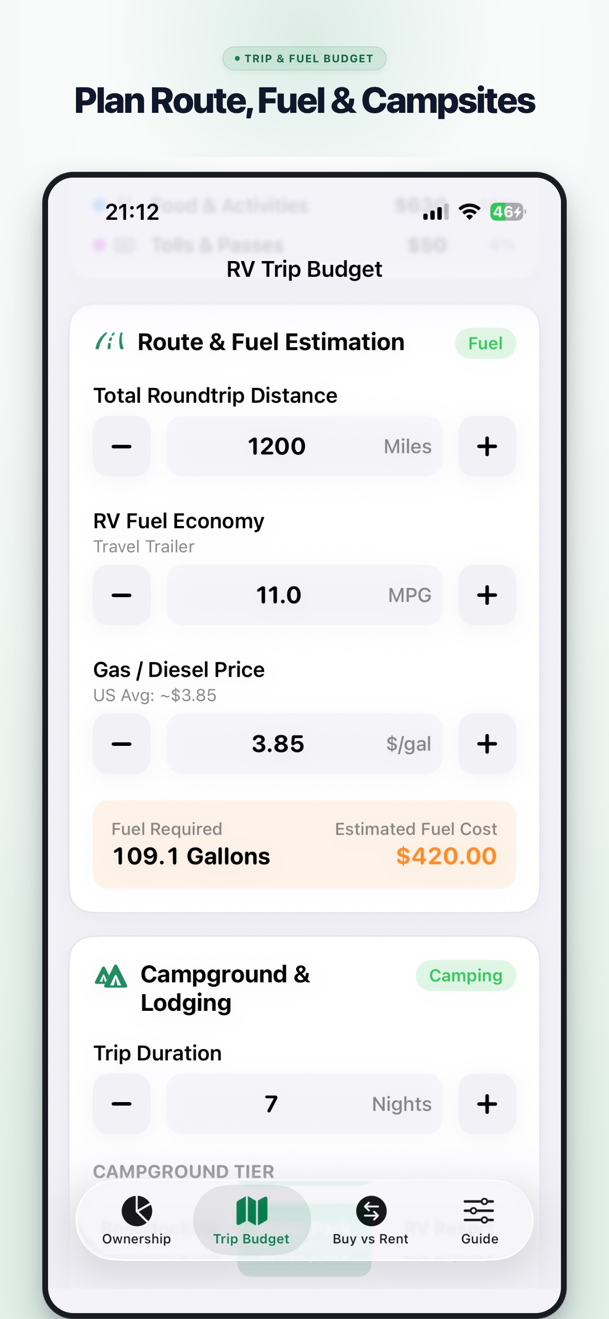 Screenshot 3 of RV Cost Calculator: RVCalc