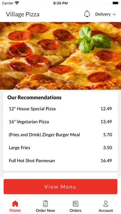 Village Pizza Walsall. Screenshot