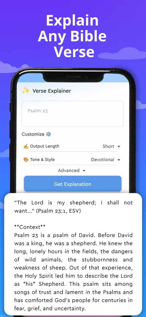 Bible Verse Explainer AI - Lifestyle App | MWM