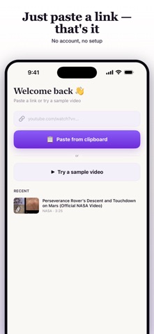 Transcript for YouTube Video iPhone screenshot