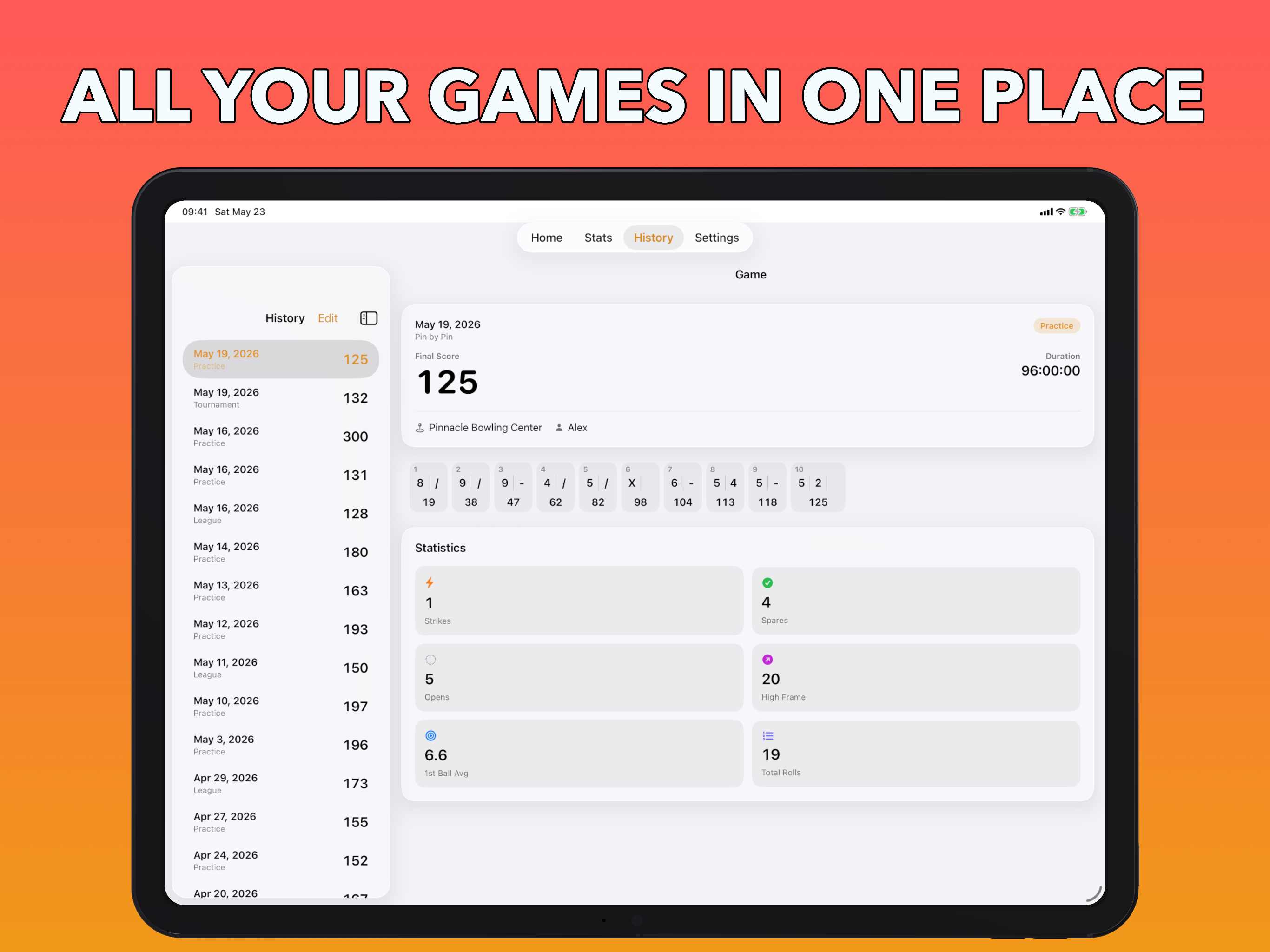 Bowling Score Keeper: Pinboard
