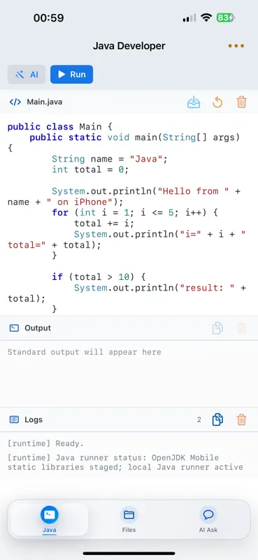 Java Compiler - AI Assistant screenshot 1 of 3