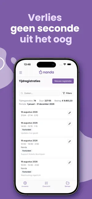 Nanda Urenregistratie screenshot 3