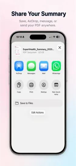 Screenshot von Export Health auf dem iPhone 4