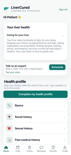 Captura de pantalla de LiverCured en iPhone 1