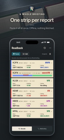 Readback: METAR & TAF Decoder のスクリーンショット